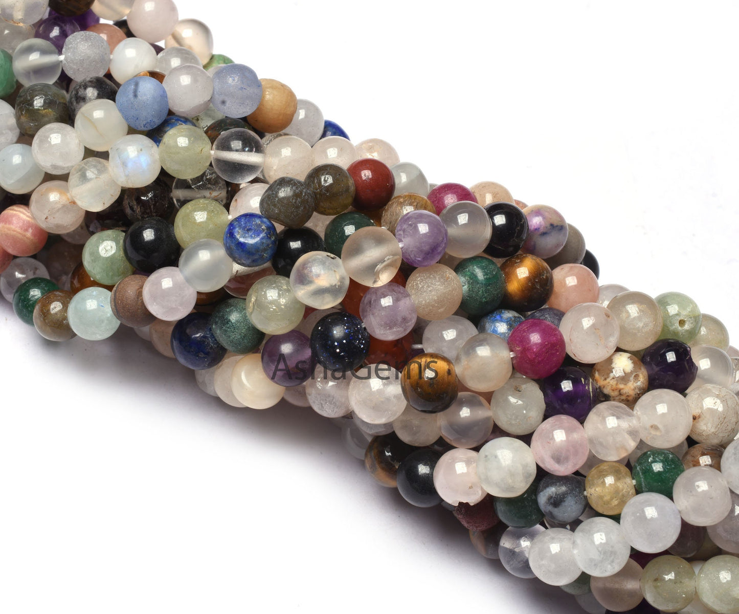 Mix Gemstone Multi Color Smooth Round Shape Beads,12" Strand Multi Disco Plain Round ball Beads Gemstone Beads For Jewelry Making Craft SALE