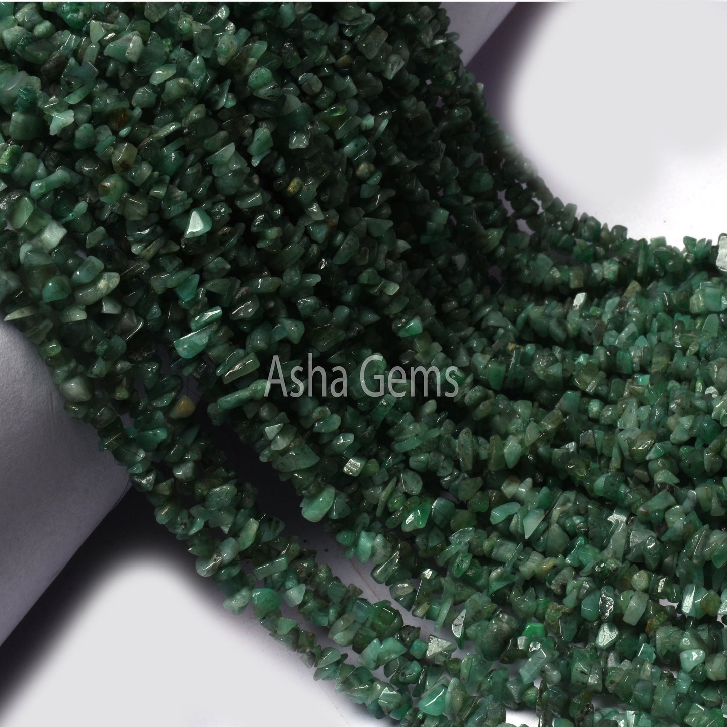 AAA Quality 34" Strand Natural Green Emerald Uncut Chips Raw Gemstone Beads, Green Emerald Gemstone Rough Smooth Tiny Nuggets Beads, Emerald