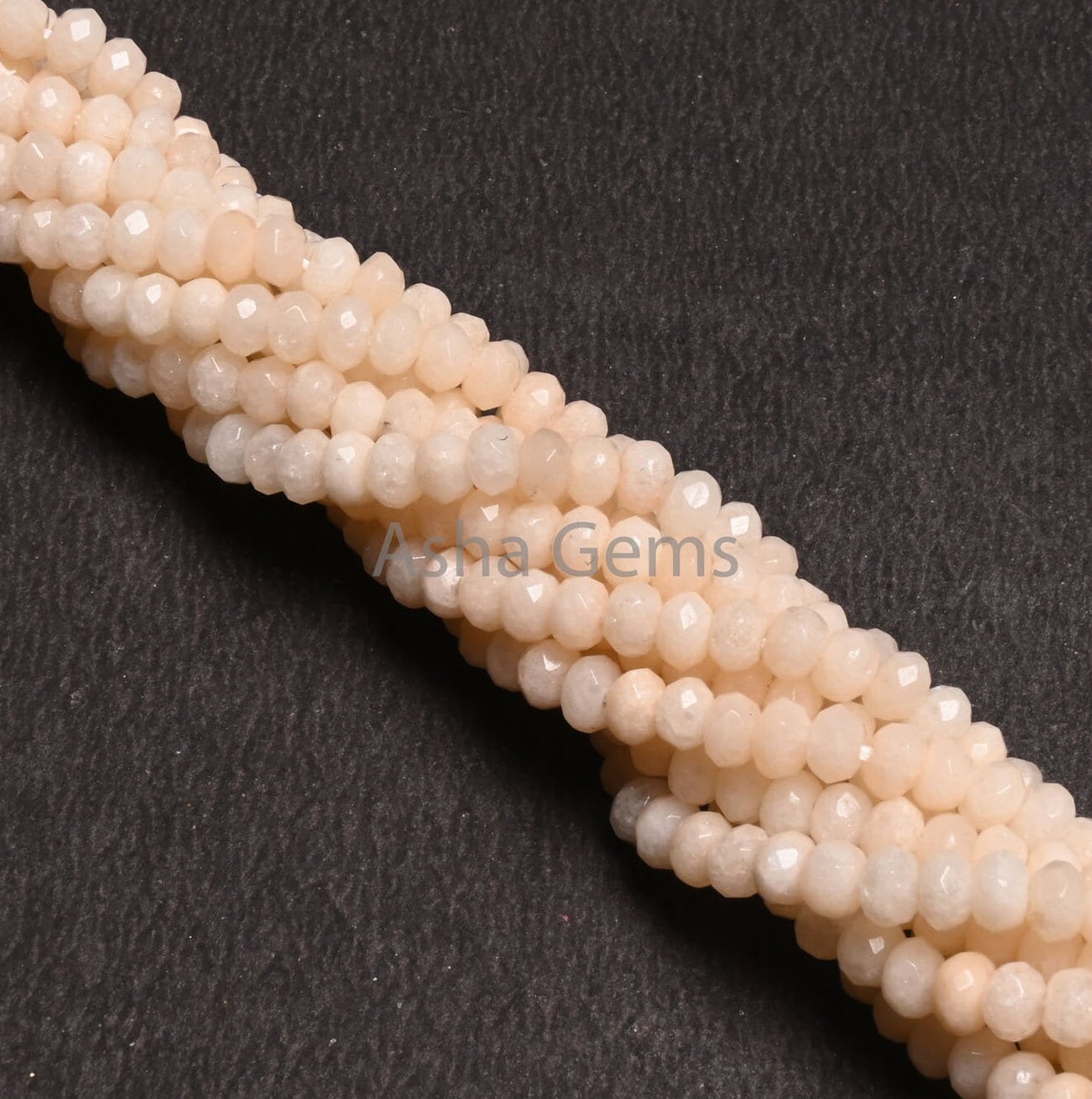 Beautiful Ivory Cream Color Jade Quartz Faceted Rondelle Gemstone Loose Beads,4.5 mm Cream Jade Quartz Machine Cut Beads, Jade Beads Jewelry