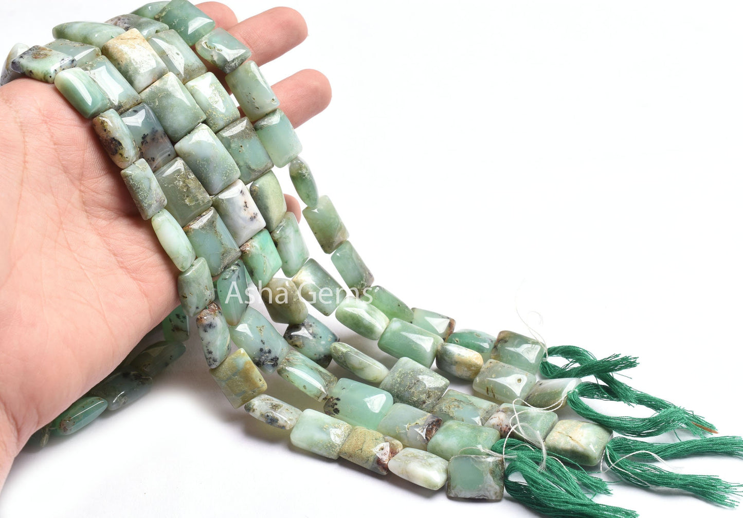 Real Chrysoprase Smooth Chiclet Gemstone Beads,15" Strand Chrysoprase Beads, Natural Light Green Chrysoprase Handmade Rectangle Bead Jewelry