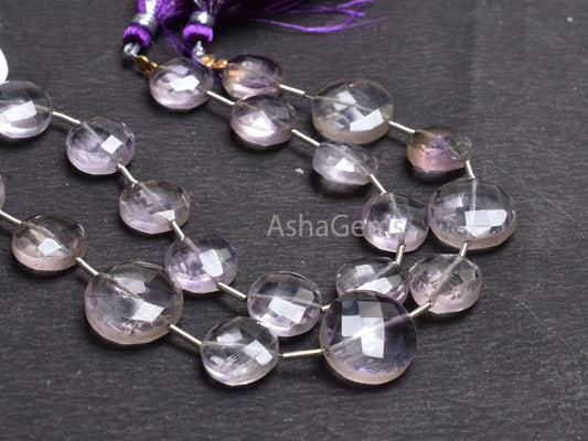 Natural Pink Amethyst faceted Coin Shape Beads,7"Amethyst Coin Beads, Fine Quality Pink amethyst Coin Briolette Gemstone Bead Jewelry Making