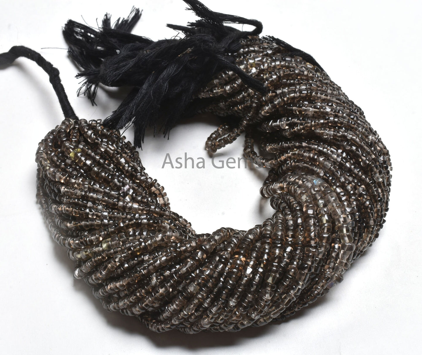 Beautiful Smoky Quartz Smooth Uneven Shape Rondelle Handmade Gemstone Beads,12" Strand Natural Smoky Beads, Smoky Plain Beads Jewelry Making