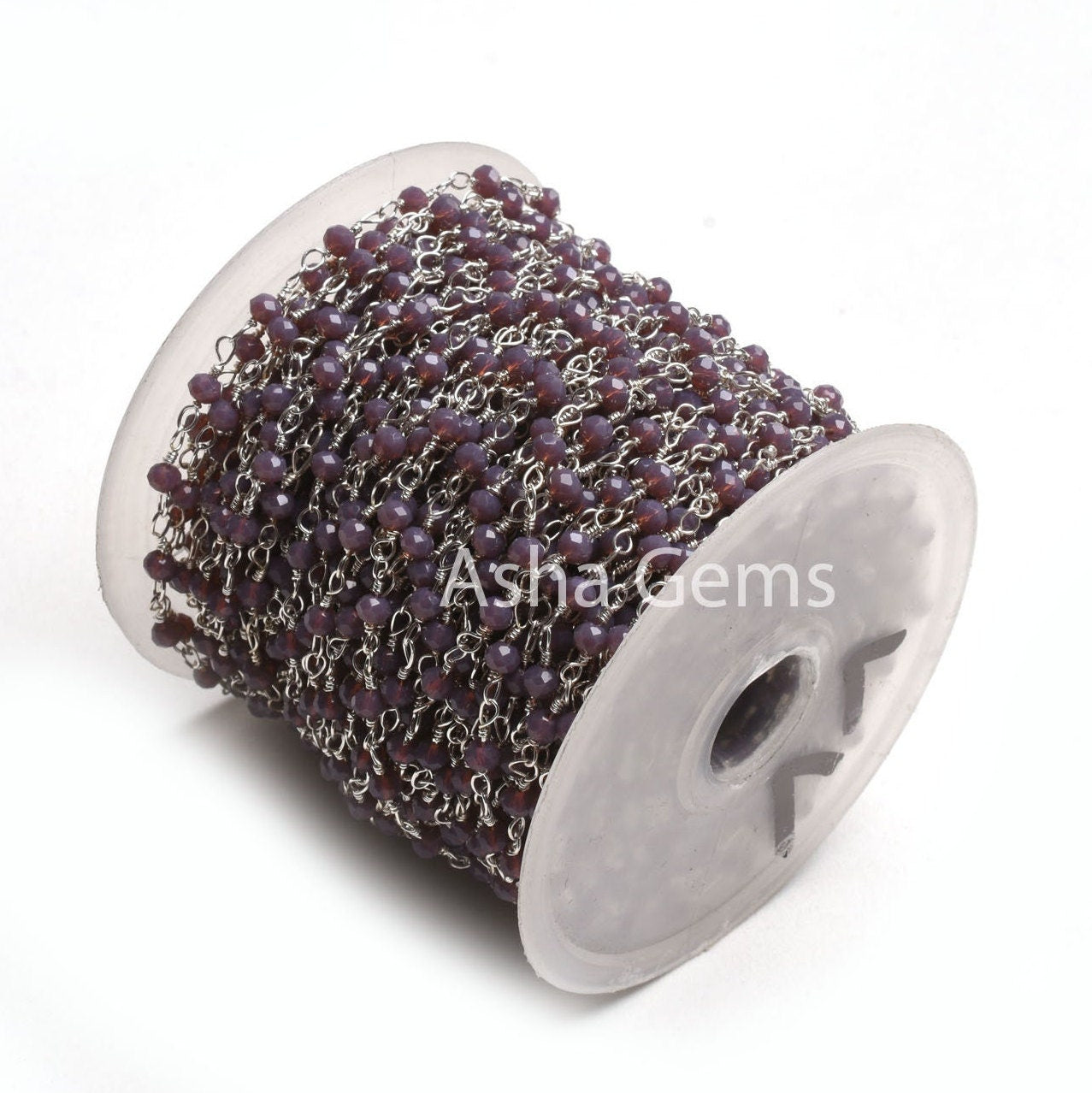 Rosary Chain AAA Dark Lavender Hydro Rondelle Faceted Micro Cut Beads Chain Silver Plated Wire Wrap Jewelry Making Chain Rosary Crafts SALE