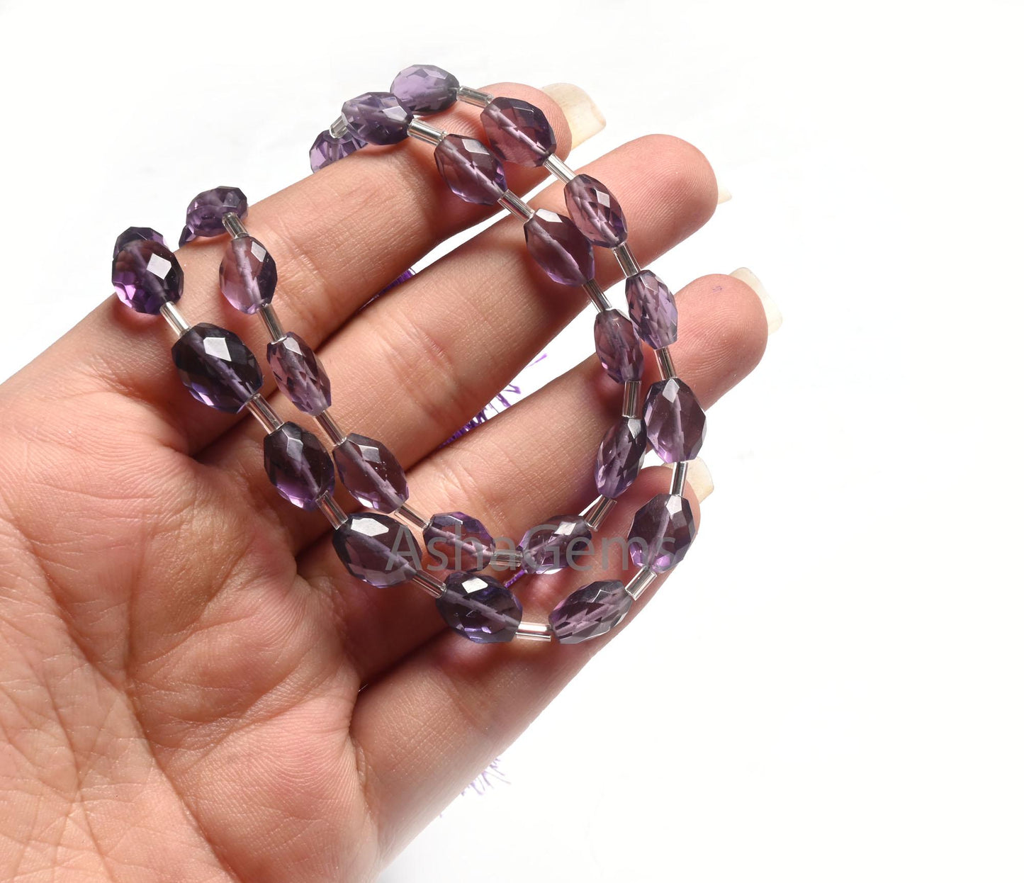 Beautiful Amethyst Color Hydro Faceted Oval Shape Beads,10" Purple Hydro Checker Cut Oval Briolette Straight Drill Beads Jewelry Crafts SALE