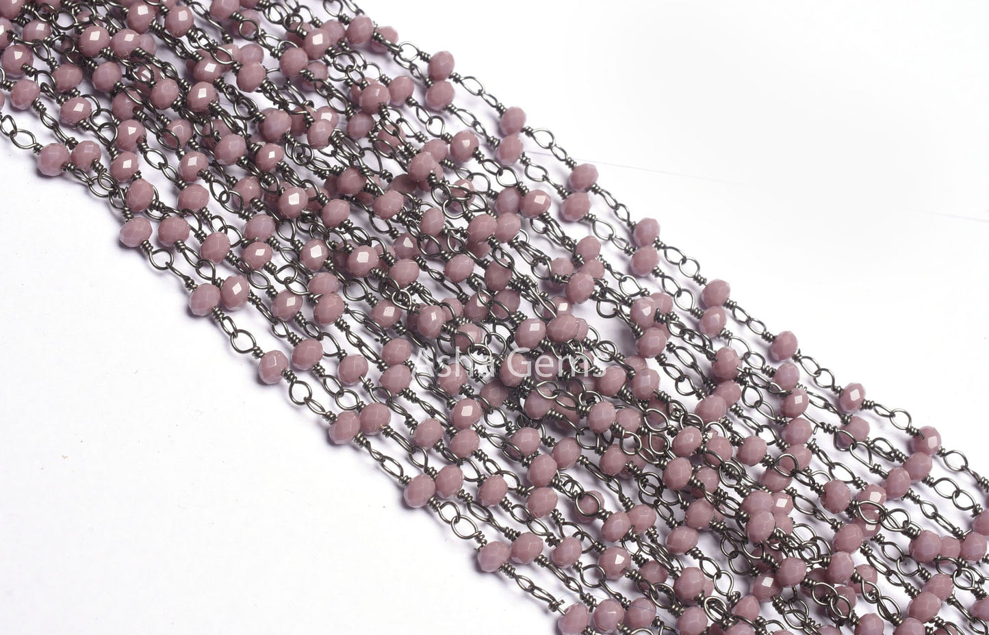 Beautiful Lavender Hydro Faceted Rondelle Beads Rosary Chain Black Metal Plated Gunmetal Wire Beaded Handmade Chains Jewelry making Necklace