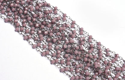 Beautiful Lavender Hydro Faceted Rondelle Beads Rosary Chain Black Metal Plated Gunmetal Wire Beaded Handmade Chains Jewelry making Necklace