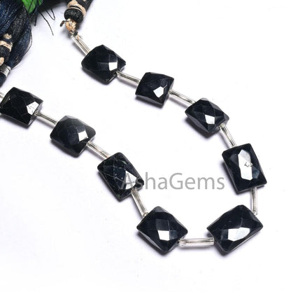 AAA Quality Black Spinel Rectangle Shape Gemstone Beads, Natural Spinel fancy Chicklet Faceted Straight Drill Black Spinal Bead Jewelry SALE (18603)