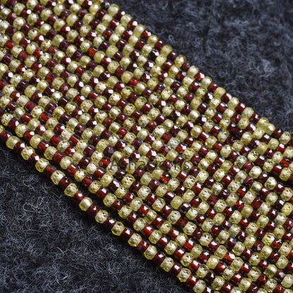 Beautiful multi Red Green zircon Faceted Rondelle beads13"Cubic Zircon Shaded Light Green red One By One sequence Strand 3mm AAA Zircon Bead