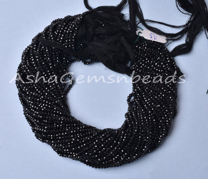 13"Strand Black Spinel Micro Cut Rondelle Faceted Gemstone Beads,3 mm,AAA Quality,Black Spinel Beads,Jewelry Making Crafts,Spinel Faceted