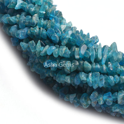 34" Strand Natural Neon Apatite Gemstone Uncut Chips Raw Beads Natural Semi Precious Blue Apatite Rough Smooth Nugget Beads For Jewelry SALE