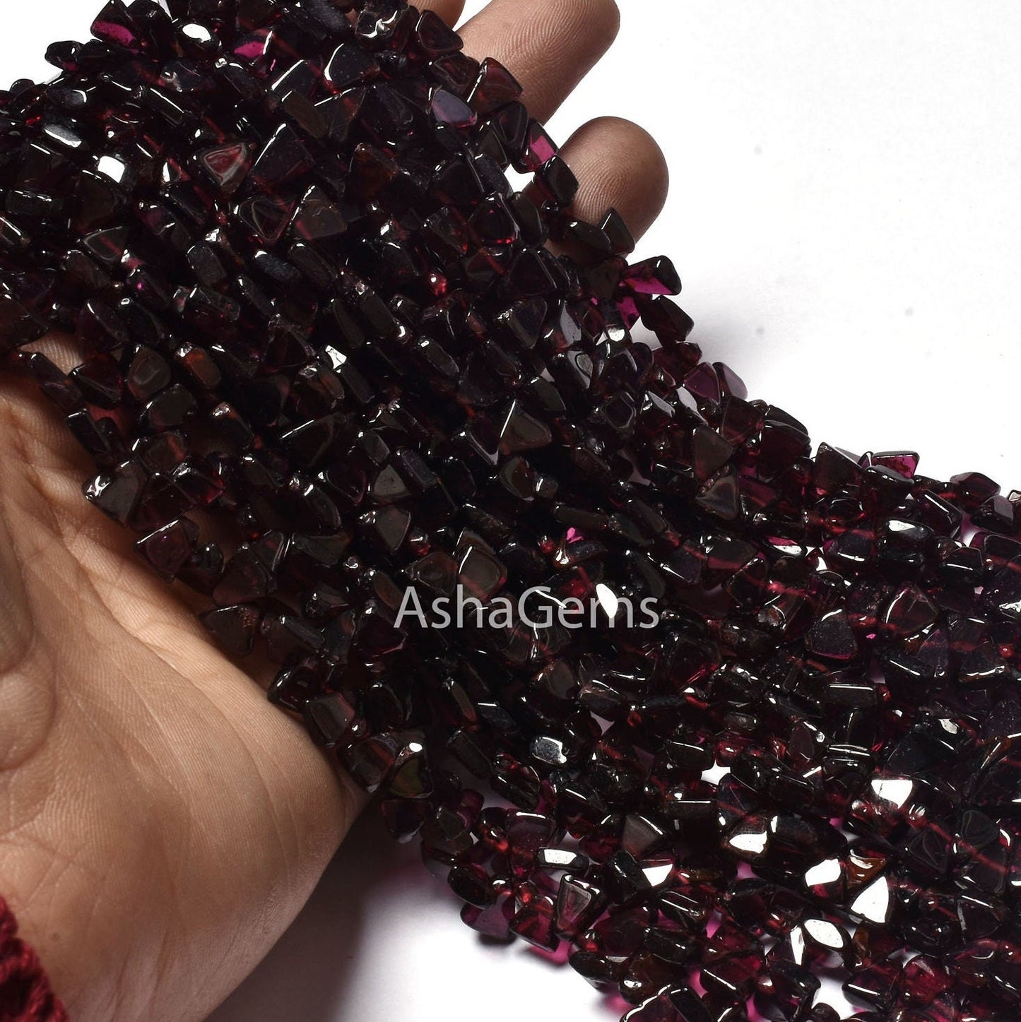 13" Strand Natural Garnet smooth Triangle shape Gemstone beads, red garnet plain handmade flat trillion Beads Garnet side drill Bead Jewelry