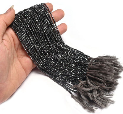 2 mm Natural Hematite Micro Cut Beads,12.5" Fine Quality Gunmetal Faceted Rondelle Tiny Gemstone Beads Jewelry Making Craft,Hematite Beads