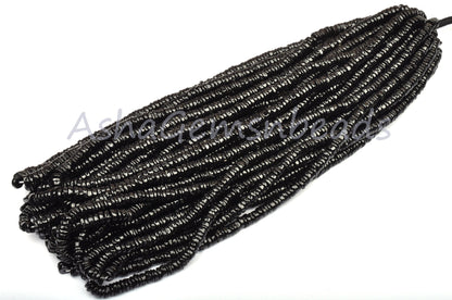 16" Beautiful Natural Black Spinel Smooth Tyre Gemstone Handmade Beads, AAA Spinel Smooth Wheel Shape Beads Jewelry Making Handicraft SALE