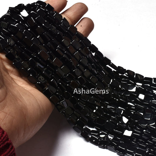 13" Strand Natural Black Spinal Smooth Uneven Rectangle Shape Gemstone Beads,Spinal Handmade Beads,Black spinal Gemstone Jewelry Making SALE