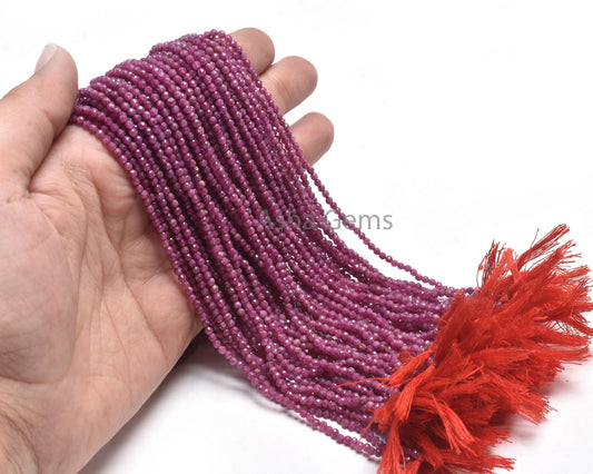 2.5 mm AAA Quality Real Ruby Micro Cut Faceted Rondelle Beads, Red Pink Ruby machine Cut Gemstone Bead, Natural Ruby Bead Jewelry Craft sale