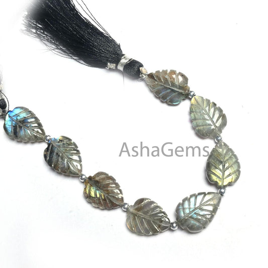 Fine Labradorite Fancy carving Leaf Shape Straight Drill Beads, Natural Flash labradorite handmade Carved Pear Gemstone Beads Jewelry Crafts