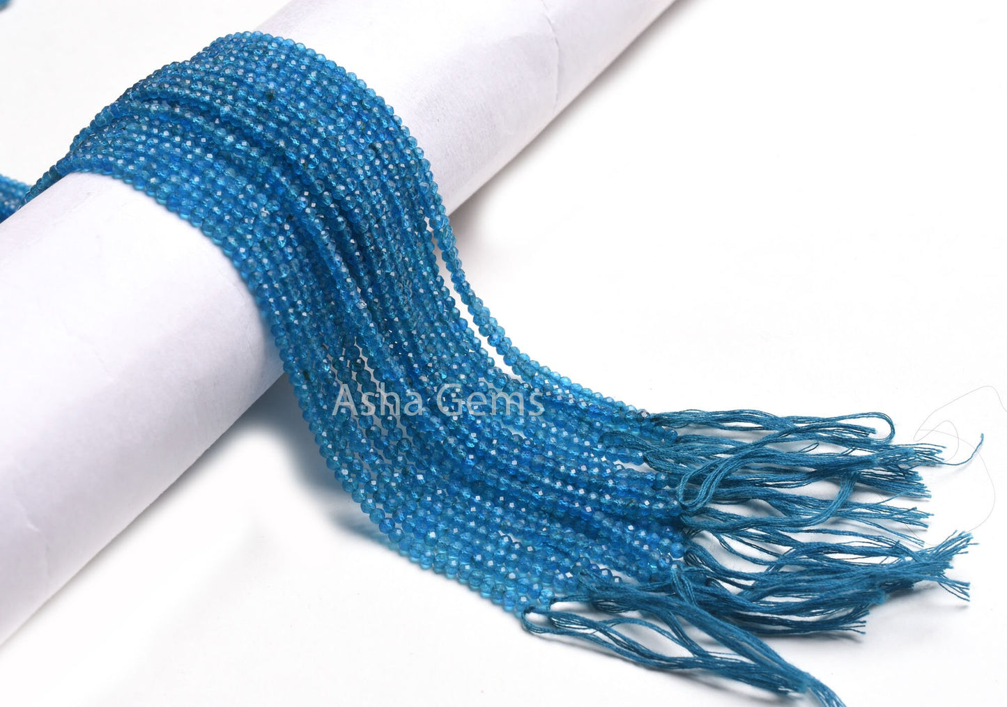 Super Top Quality Neon Apatite Micro Cut Beads,2.75mm AAA++ Apatite Faceted Machine Cut Rondelle Gemstone Beads, Neon Blue Apatite Bead SALE