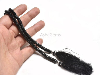 6 mm Fine Black Spinel Smooth Heishi Tyre Gemstone Beads, Natural Spinel Plain Handmade Flat Wheel Shape Bead Jewelry Making Handicraft SALE