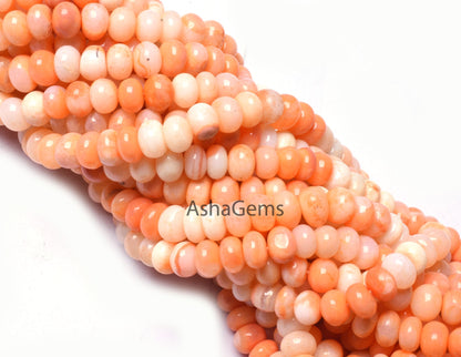 Beautiful Shaded Orange Opal Smooth Rondelle Beads, AAA Fire Opal Color beads, carrot Orange opal Plain Gemstone beads Necklace Jewelry SALE