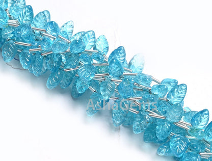 Beautiful Blue Topaz Fancy Leaves Shape handmade Carving Beads, AAA Swiss Blue Coated Topaz Carved Pear Briolette Gemstone Bead Jewelry SALE