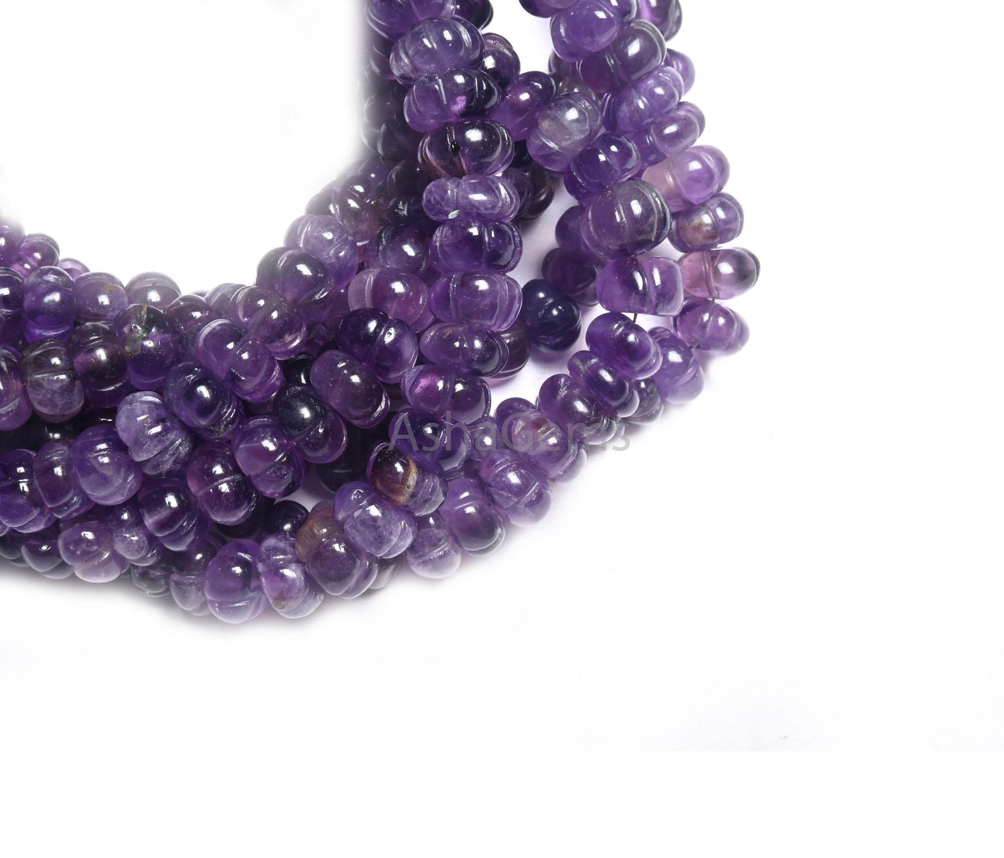 Natural Amethyst Carving Watermelon Gemstone loose Beads, Shaded Purple Amethyst Carved Pumpkin handmade Carve Melon Amethyst Beads Jewelry