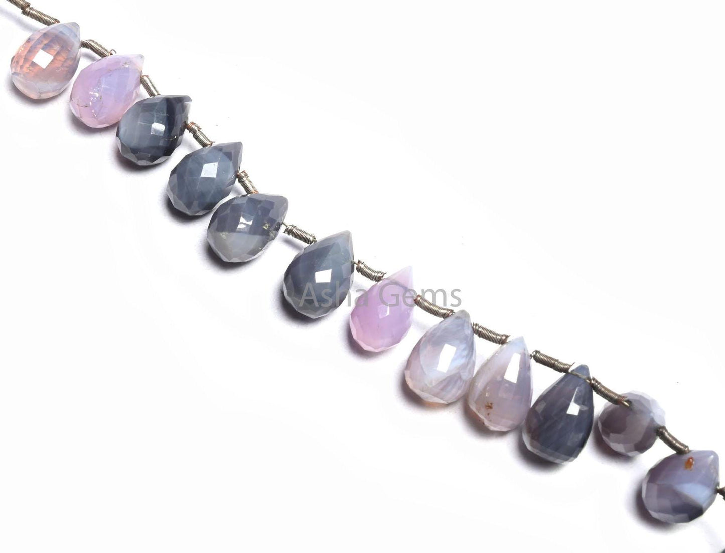 8" Beautiful Lavender, Blue Opal Faceted Drop Shape Gemstone Beads,7-11 mm Shaded Opal Teardrop Briolette Beads, Fine Lavender Beads Jewelry