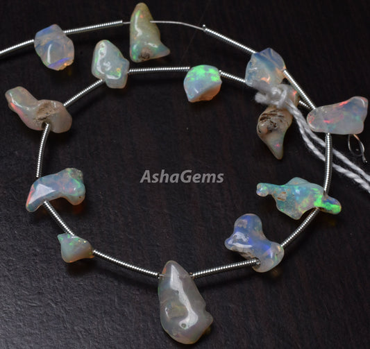 Colorful Flashy Fire Natural Ethiopian Opal Rough Beads, Ethiopian Opal Untreated Gemstone Bead, Beautiful Welo Fire Opal Raw Nuggets Beads