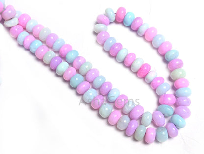 AAA Multi Light Pink Blue Opal Smooth Rondelle Shape Gemstone Beads, Shaded Multi Color Opal Plain handmade Opal Bead Jewelry Necklace Craft