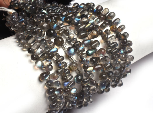 Natural Blue Fire labradorite Smooth Drops Shape Beads, Black Rainbow Plain Handmade Teardrop Gemstone Beads, Labradorite Beads Jewelry SALE