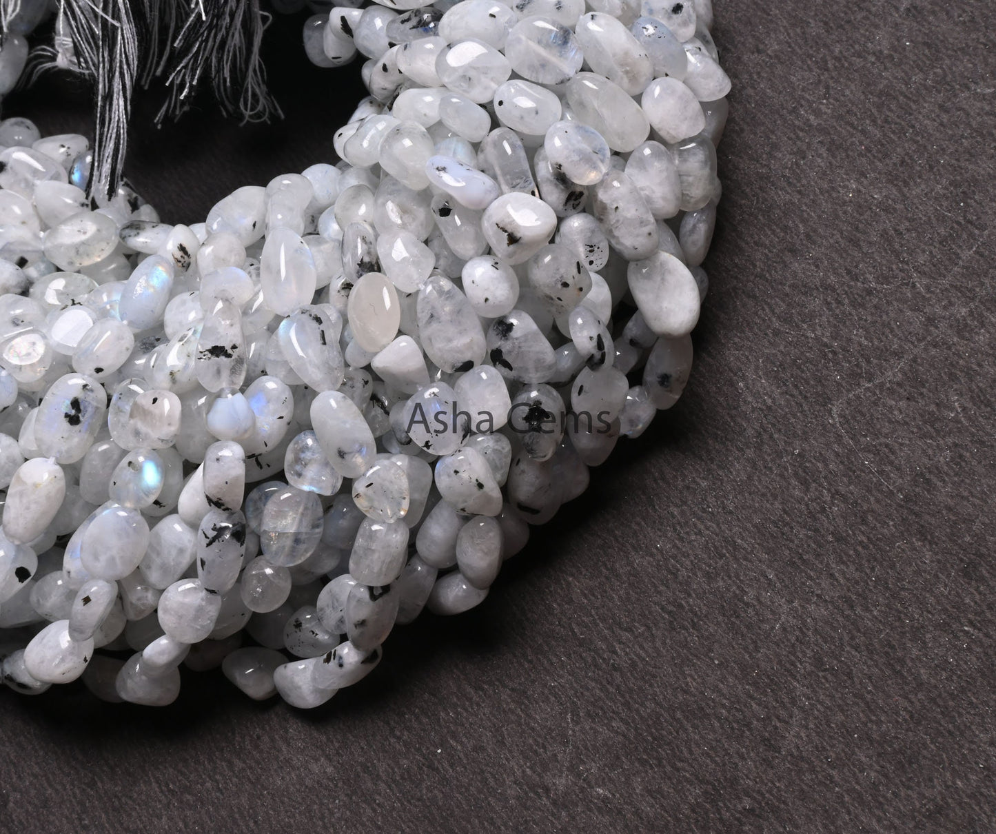 Natural Moss Rainbow Moonstone Nugget Shape Beads,Beautiful Rainbow Smooth Pebble Bead, Black Dot Rainbow Gemstone Uneven Nuggets Beads SALE (AG 22291)