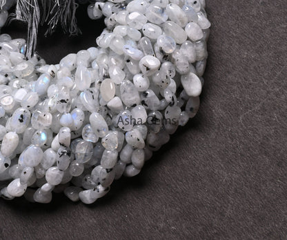 Natural Moss Rainbow Moonstone Nugget Shape Beads,Beautiful Rainbow Smooth Pebble Bead, Black Dot Rainbow Gemstone Uneven Nuggets Beads SALE (AG 22291)