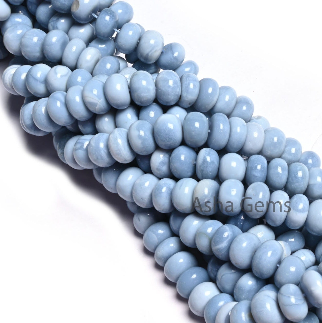 Beautiful Blue Oregon Opal Smooth Rondelle Beads Gemstone,8/16" Strand Fine Quality Blue Opal Plain Handmade Beads Opal Jewelry Makings SALE