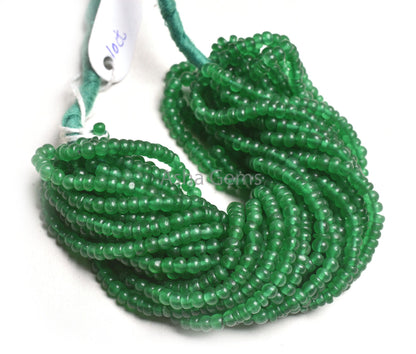 Beautiful Green Quartz Smooth Tiny Rondelle Shape Beads, Natural Quartz Plain Handmade Gemstone Beads, Fine Green Quartz Bead Jewelry Making