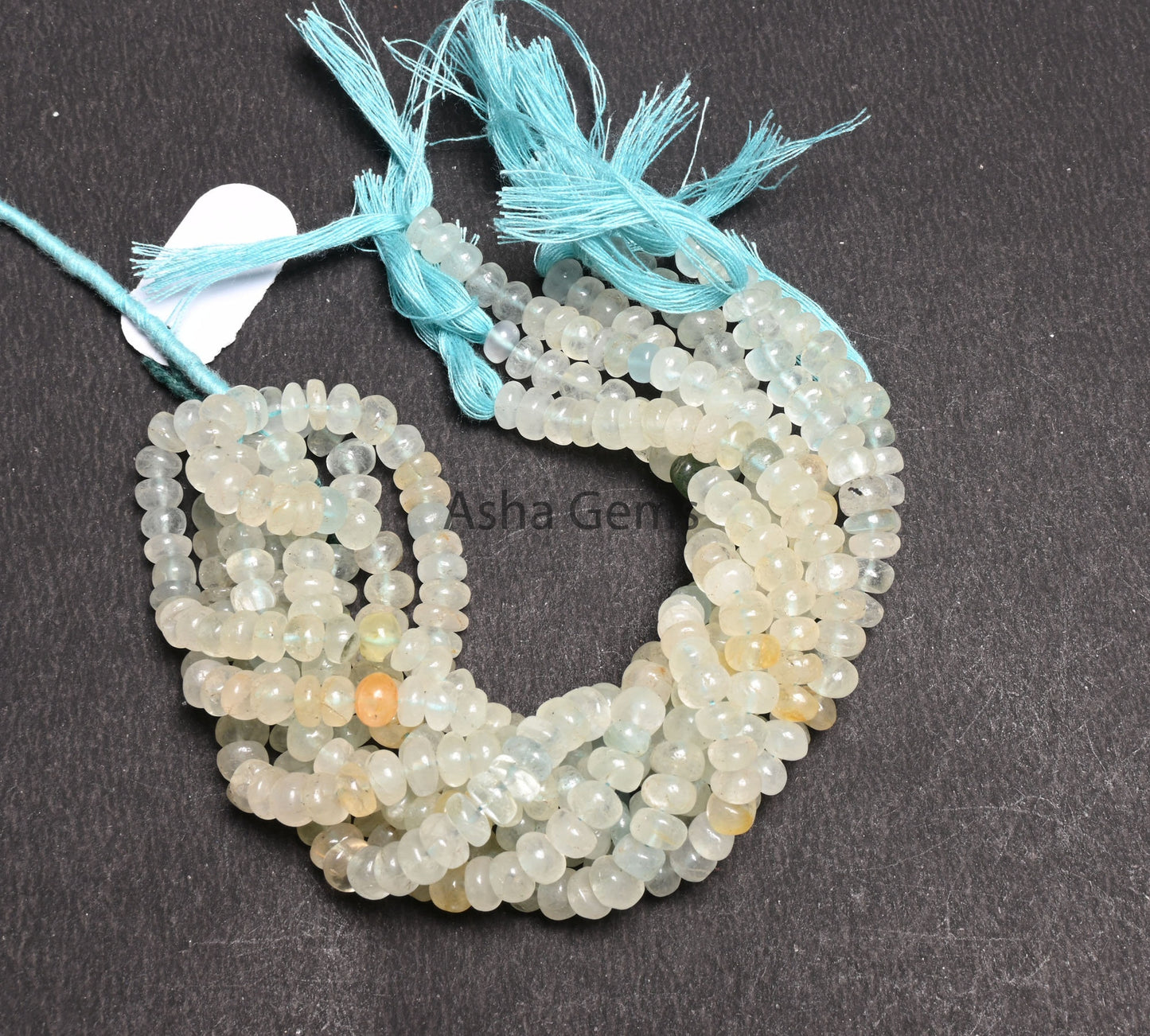 Natural Raw Aquamarine Handmade Uneven Rondelle Beads,8" Shaded Light Aqua Blue Smooth Gemstone Loose Beads, Aquamarine Bead Jewelry makings