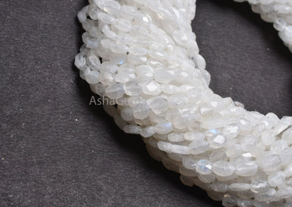 Beautiful Blue Fire Rainbow Moonstone Oval Faceted Beads,12.5" Natural white rainbow Handmade Indian Cut Oval Gemstone Beads Jewelry Crafts