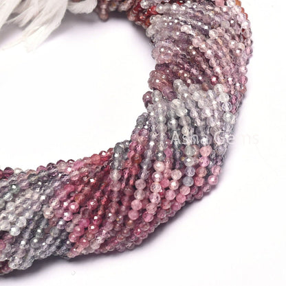 2.5mm Natural Multi Spinel Micro Cut Faceted Gemstone Beads, Genuine Spinel Machine Cut Rondelle Beads, Fine Real Spinal Bead Jewelry Crafts