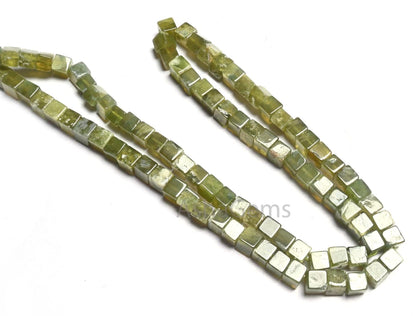 Beautiful Vessonite 3D Cube Box Shape Smooth Gemstone Beads,8/16" Natural Green Vesuvianite Cube Box Plain Handmade Bead Jewelry Making SALE