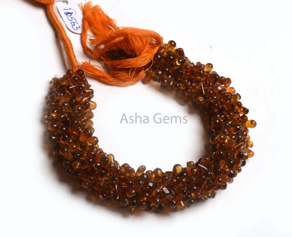 13" Strand Natural Yellow Citrine Quartz smooth Drops Shape Beads, Dark Honey Yellow Citrine Plain Handmade Uneven Teardrop Side Drill Beads