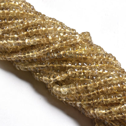 Beautiful Lemon Quartz Smooth Rondelle Shape Beads,18" Strand Natural Yellow Lemon Plain Hanmade Gemstone Beads Lemon beads for Jewelry Sale
