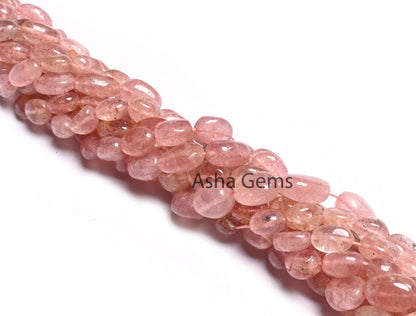 Natural Red Strawberry Quartz Smooth Oval Shape handmade Gemstone Beads,12.5" Shaded Red Strawberry Quartz Oval Beads For Jewelry Craft SALE
