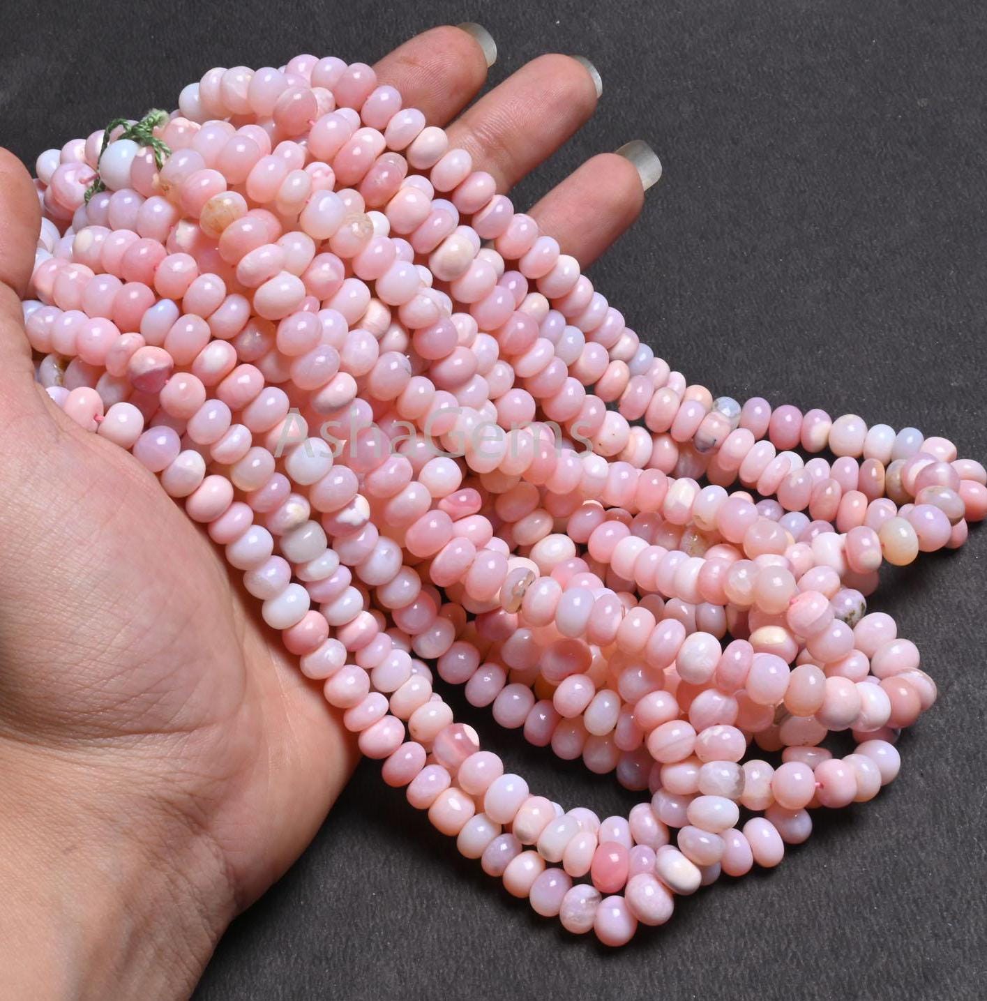 Beautiful Pink Opal Smooth Rondelle Shape Beads, Fine Shaded Pink Opal Plain Handmade Gemstone Loose Bead Pink Opal Bead jewelry making SALE
