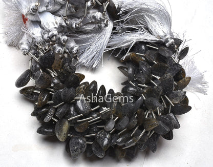Beautiful Black sunstone Fancy Shape Beads,8" Strand Sunstone Side Drill Keri Shape Gemstone Handmade Beads Sunstone Beads For Jewelry Craft
