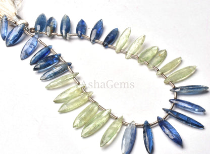 Beautiful Kyanite Faceted Marquise Shape Beads,8" Strand Shaded Green Blue Kyanite Marquise Beads, Natural Marquise Fancy Gemstone Bead SALE