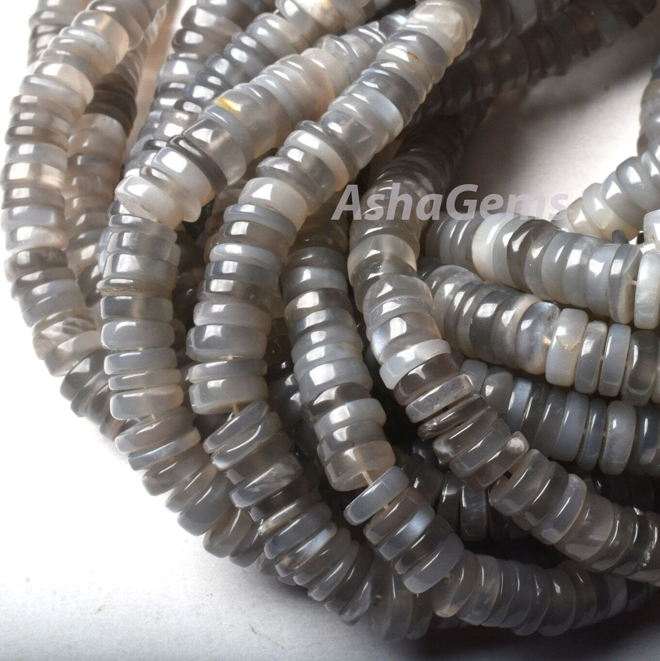 Beautiful Grey Moonstone Tyre Shape Gemstone Beads,16" Strand Natural Grey Moonstone Smooth Heishi Tyre Beads, AAA Moonstone Beads Jewelry