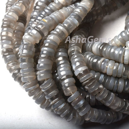 Beautiful Grey Moonstone Tyre Shape Gemstone Beads,16" Strand Natural Grey Moonstone Smooth Heishi Tyre Beads, AAA Moonstone Beads Jewelry