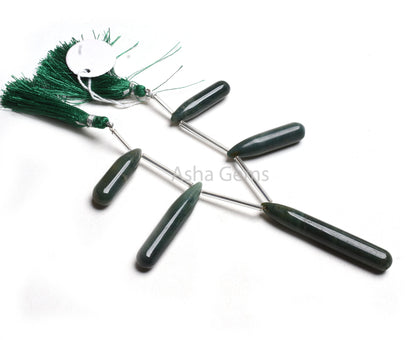 Natural Green Agate Fancy Pencil Shape Long Drop Beads,8.5x31-9x55mm Agate Side Drill Teardrop Briolette Gemstone Agate Bead Handicraft SALE