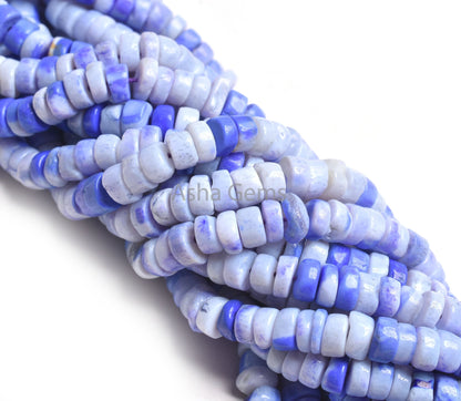 6 mm Beautiful Indigo Blue Opal Smooth Tyre Beads, Shaded Blue Opal Heishi Tyre Beads, Opal Wheel Shape Gemstone Bead Jewelry making Crafts