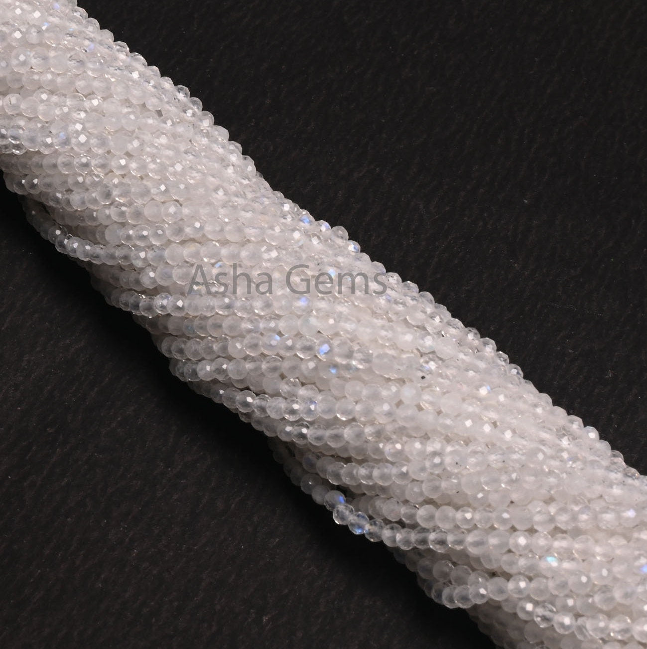 AAA Rainbow Moonstone Micro Cut Faceted Rondelle Beads,2.2mm Natural Blue Fire Rainbow Machine Cut Gemstone Beads,White Rainbow Bead Jewelry