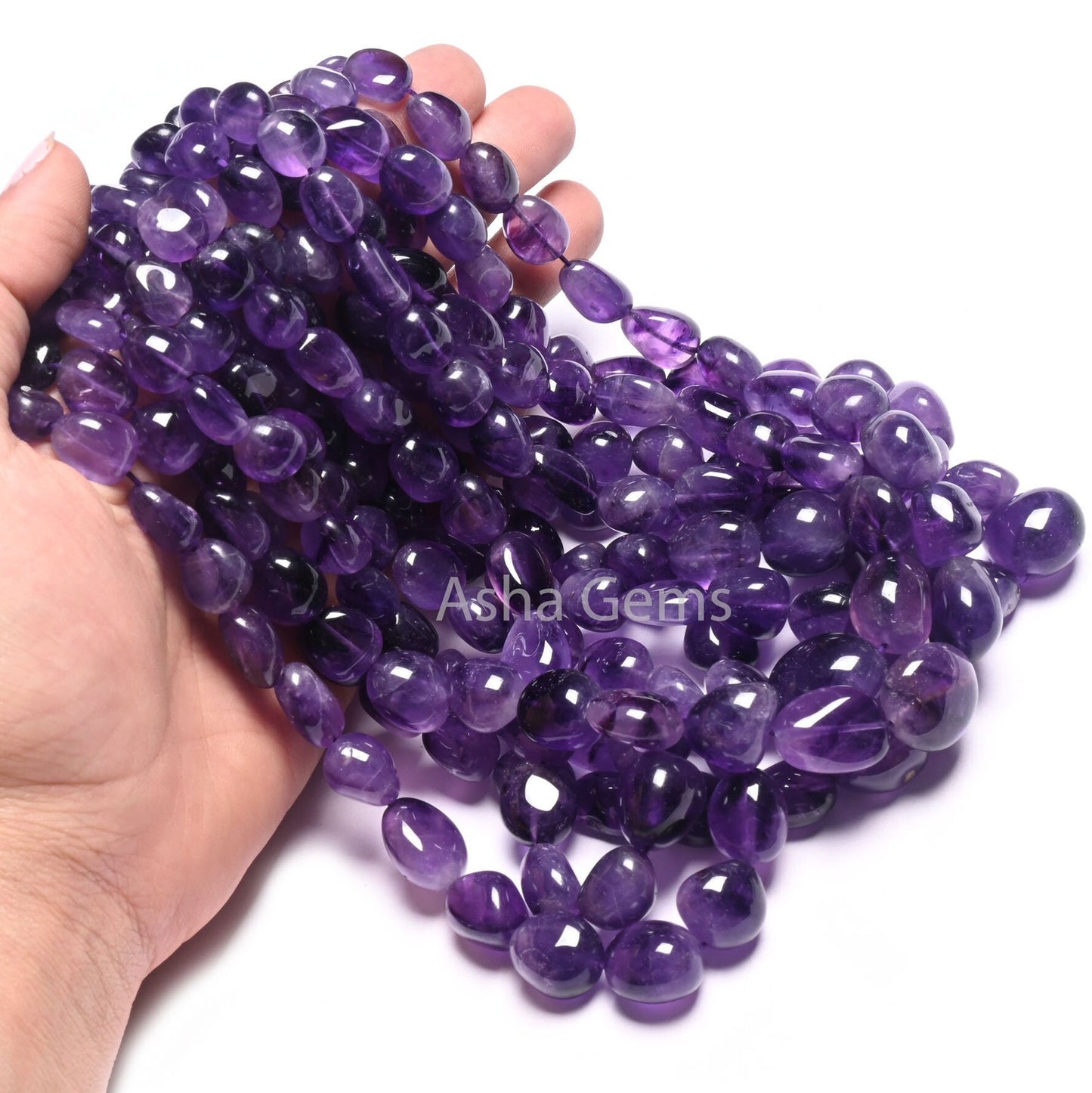 Purple African Amethyst Smooth Nugget Shape Beads, Natural Amethyst Handmade Tumble Gemstone Loose Beads, Amethyst Necklace Jewelry makings (AG 22302)