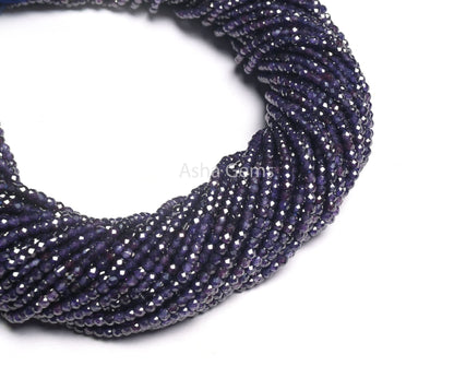 Beautiful Indigo Blue Zircon Micro Cut Faceted Gemstone Beads 2.5 mm AAA Blue Cubic Zircon faceted Rondelle Beads Jewelry Making Craft SALE